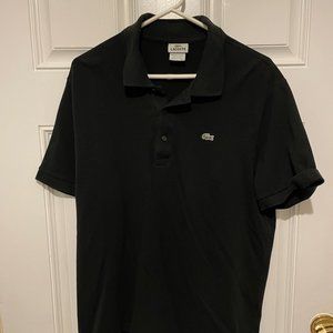 Men's Lacoste pique polo - crocodile logo - black - size 8